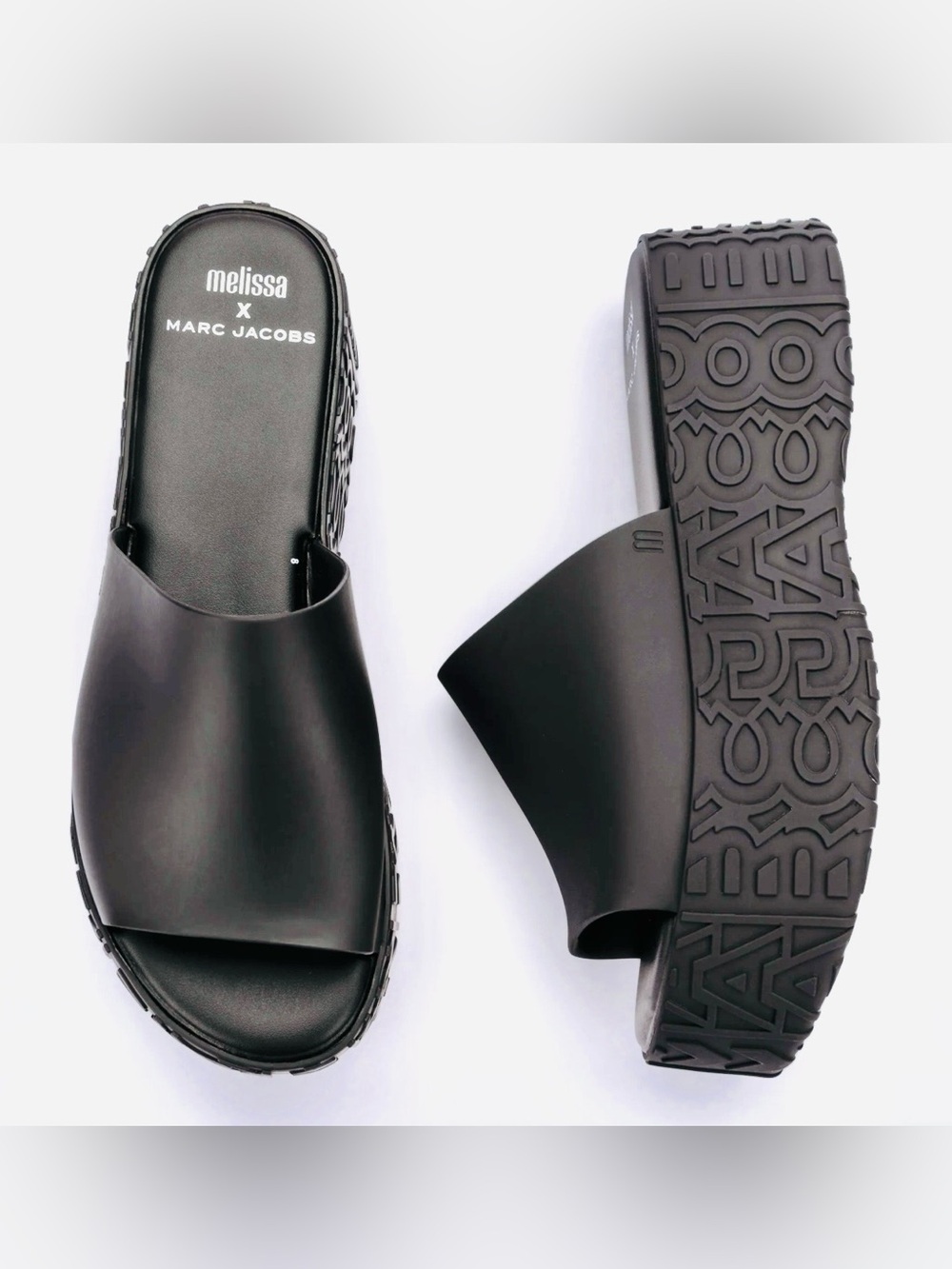Marc Jacobs Melissa x Marc Jacobs Black Platform Slide Sandals